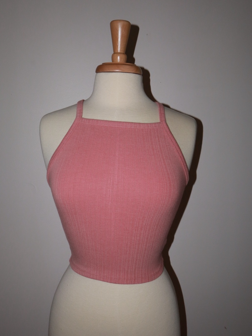 Forever 21 Ribbed Halter Crop Tank Top - Dusty Pink